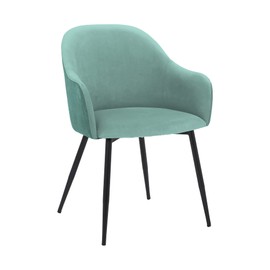 Armen Living Pixie Fabric Dining Room Chair with Black Metal Legs, 18" Seat Height, Teal