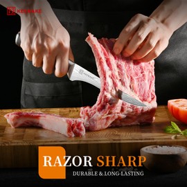 KEEMAKE Fillet Knife 6 Inch, Super Sharp Boning Knife High Carbon Stainless Steel Deboning Knives for Meat Cutting, Fish Knive with Ergonomic Pakkawood Handle with Gift Box
