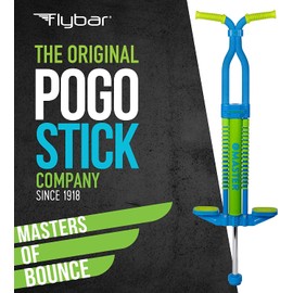 Flybar Master 2.0 Foam Pogo Stick for Kids Ages 9 and Up, 80-160 Pounds, Outdoor Kids Toys, Pogo Stick for Boys and Girls, Rubber Grip, by The Original Pogo Stick Company (Blue/Green)