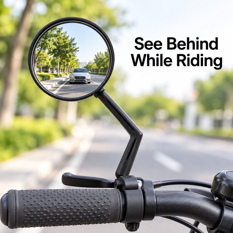 2-Piece Universal Bike Rearview Mirrors – 360° Rotating Handlebar Mirrors
