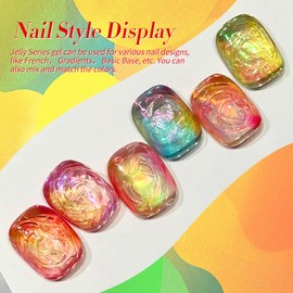 Born Pretty Neon Jelly Gel Nail Polish Glass Crystal Spring Summer Transparent Ice Jelly Gel Polish Rainbow Gleam Collection Soak Off Gel Nail Kit Minicure DIY Gifts 6PCS