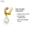 Traveller Clip-On Earrings with Pearl Crystals Gold-Plated or Platinum Plated,