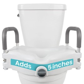Vive Vive Raised Toilet Seat - 5" Portable, Elevated Riser with Padded Handles - Elongated and Standard Fit Commode Lifter - Bathroom Safety Extender Assists Disabled, Elderly, Seniors, Handicapped (1)