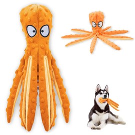 SHOKUTO Squeaky Dog Toy Octopus, Durable No Stuffing Plush Dog Chew Toys, Interactive Dog Toys for Boredom for Puppies Small Medium Large Dogs, Birthday Christmas Dog Toy