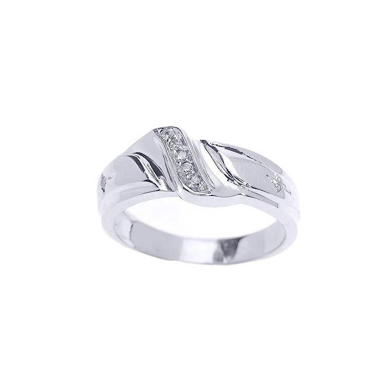 Men's 925 Sterling Silver 7-Stone Diamond Wedding Band, Size 16