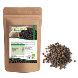 Mynatura Organic Pepper Black Whole 300 g I Peppercorns I Pepper Mills Suitable I Spice I Natural I Very Aromatic I Seasoning I Refine I Marinate I DE-ÖKO-044 I 300 g
