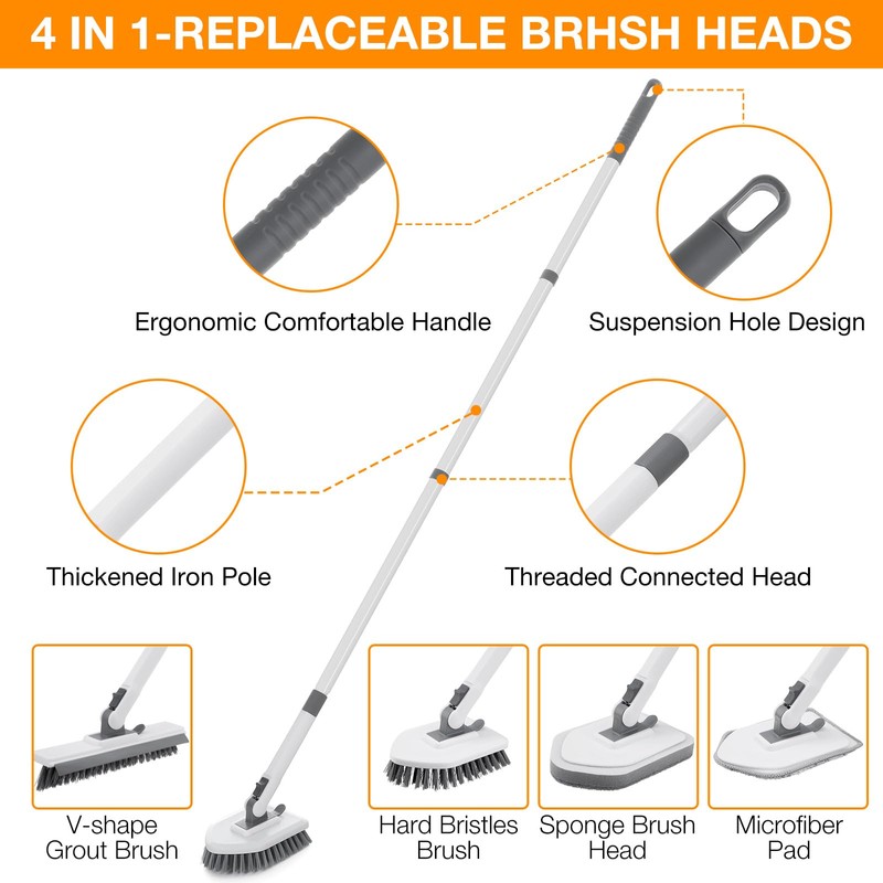 4 in 1 Shower Scrubber Cleaning Brush, Tub and Tile