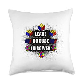 speedcubing speedsolving speed cuber gifts tees speedsolving speedcubing Speed cuber Leave no Cube Unsolved Throw Pillow, 18x18, Multicolor