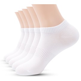 banerise Sneaker Socks, Ankle Socks, Plain, 100% Cotton (Excluding Elastic Thread), No Seam, Short, Unisex, 5 Pairs White