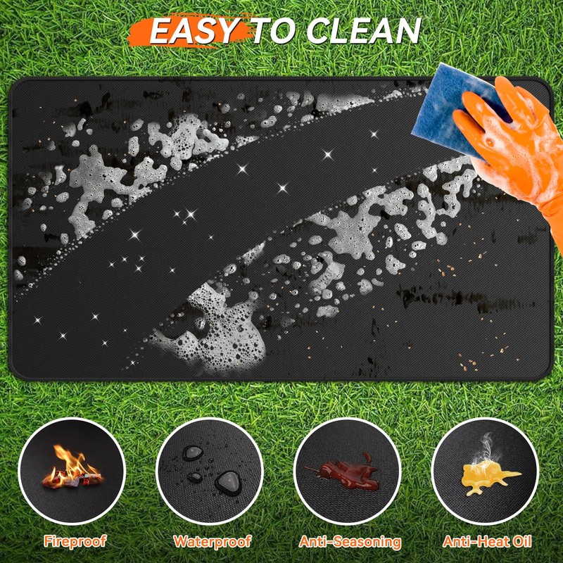 rumlick 100x39 inches Extra-Large Under Grill Mats for Outdoor Grill,