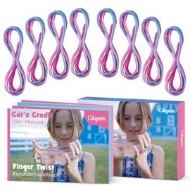 Cikyner Cat’s Cradle String, 8 Pcs Finger String Game 2m Long 2mm Diameter Cats Cradle with Instructions Polyester Colorful String Toy Supplies Ideal for Gifts for Girls and Boys on Birthday Easter