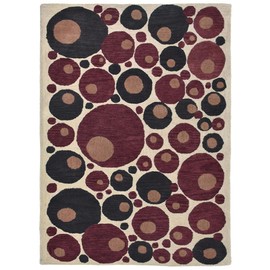 Hand Tufted Wool ECO-Friendly Area Rugs - 5'x8', Rectangle Shape, Beige & Red, Contemporary Modern Design, High Pile Handmade Area Rugs for Living Room, Bed Room (K03077)