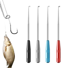 AHRLIC 4Pcs Stainless Steel Fishing Hook Remover Set with Magnetic Base – Quick Hook Extraction Tool for Carp, Sea & Fly Fishing – Durable Anti-Rust, Lightweight Aluminum Handle, Portable Tackle Kit