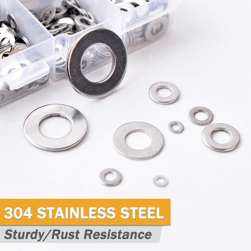 Goysen Stainless Steel Flat Washers, 360PCS Assorted Flat Metal Washers
