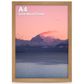 Zemiu Premium A4 OAK Picture Frame, Photo Frame in Size 29.7x 21 cm Use for Certificate/Wall Gallery/Photo Picture, Solid Wood with Clear Perspex Sheet & Wall Mounted Hook -OAK