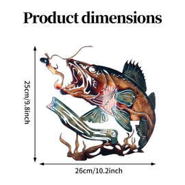 Cast Iron Fish Wall Art Decor, Unique Singing Bass Fish on Wall Design Iron Art Home Decor, Metal Wall Decoration for Living Room, Bedroom, Kitchen, Office