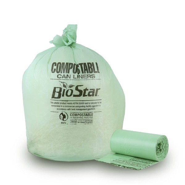 Plasticplace 20-30 Gallon Compostable Trash Bags │ 0.85 Mil │ Green Tint Garbage Can Liners │ 30” x 36” (70 Count)