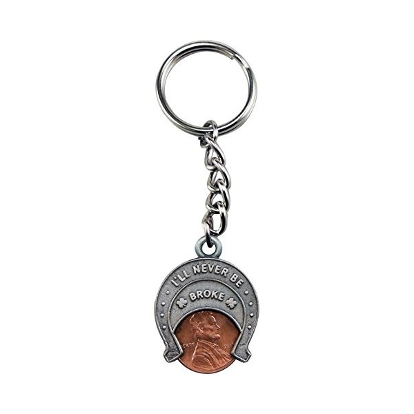 Cathedral Art Never Be Broke Lucky Penny Key Ring, 3-1/2"