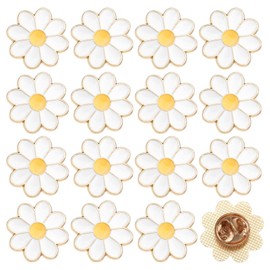 beinkmake 16Pcs White Daisy Award Lapel Pin Flower Enamel Brooch Modesty Jewelry Pins for Women Nurses Faculty Suit Collar Tie Dress Bags Hats Jackets 0.79inch