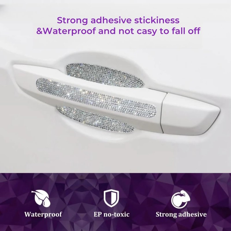 10 Pack Bling Car Door Handle Protector Universal Rhinestone Car