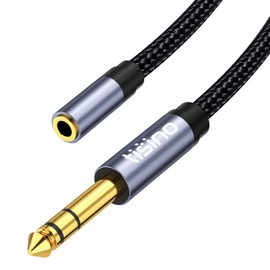 Tisino 1/4 to 3.5mm Headphone Adapter, 1/4" Male to 1/8" Female Extension Audio Cable for Headphones, Amplifiers, Guitar Amp, Keyboard Piano, Home Theater, Speaker, Mixing Console - 1 feet