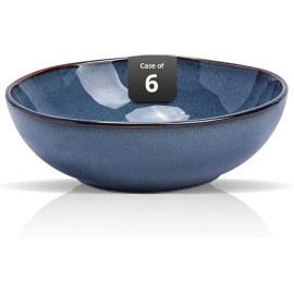 Organic 8in Serving Bowl Stoneware Ceramic Durable Blue Pasta Bowl Soup Bowl Kitchen Must Have Dinnerware Setscolor: Blue 6pc
