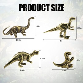 GmwyCzV Dinosaur Made of Brass, Pack of 4 Dinosaur Vintage Brass Statue, Dinosaur Statue Office Desktop Ornaments, Mini Dinosaur Ornament for Desk, Living Room, Home, Carpet, Car