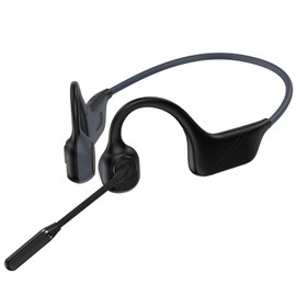 Bone Conduction Headphones with Mic, Earphones Bluetooth 5.3, Open-Ear Headphones with Noise-Canceling Rotated Boom Microphone, Wireless Headset Sweatproof Earphones for Working, Running, Driving