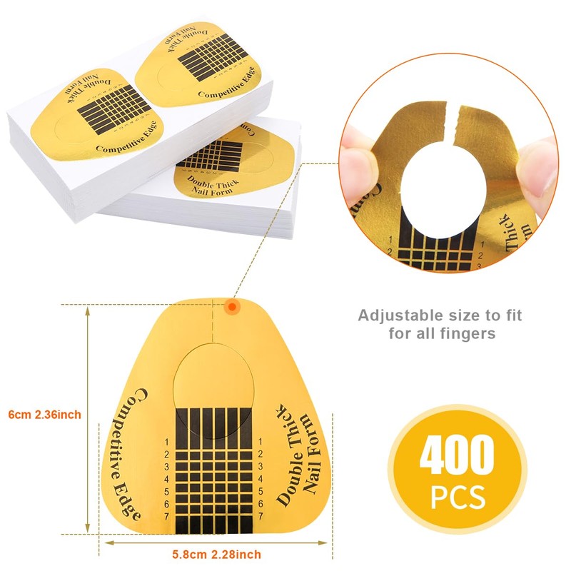 400 PCS Nail Forms for Builder Gel, AHIER Self-adhesive Nail