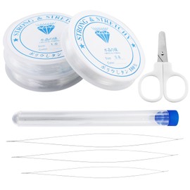 3 Rolls Transparent Elastic Bracelet Cord Crystal Clear Stretchy Bead Cord Bead Ribbon for Bracelets Including Scissors and Beading Needle for Making Bead Bracelets