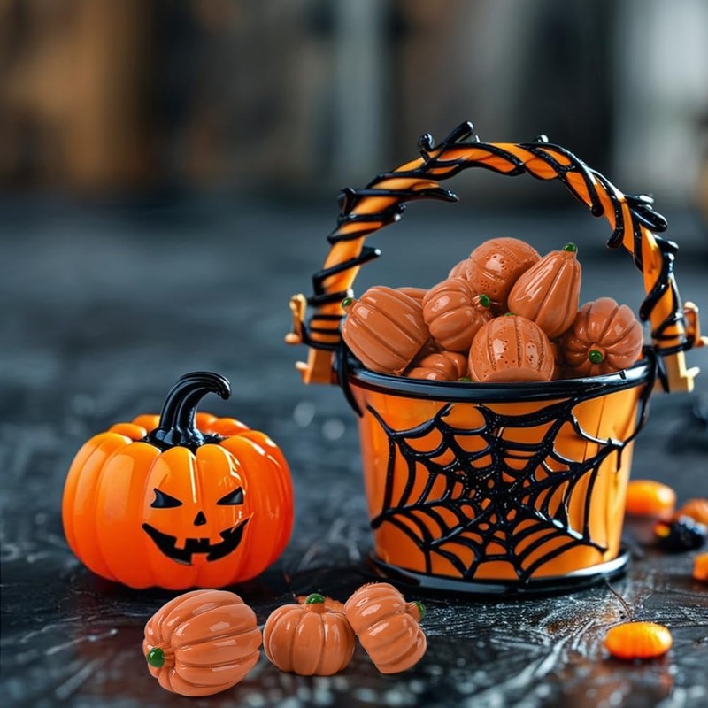 HAIOPS Mini Pumpkins, 50pcs Small Resin Pumpkins Fall Decoration for