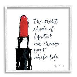 Stupell Industries Right Shade Lipstick Change Whole Life Fashion Phrase, Designed by Stephanie Workman Marrott White Framed Wall Art, 24 x 24, Black