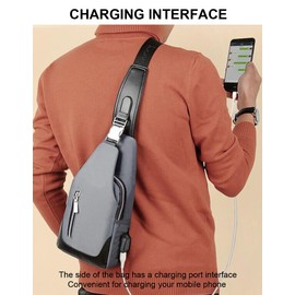 Hiflyer Men's Grey Crossbody Bag, Lightweight Water Resistant Nylon Backpack for Everyday Use