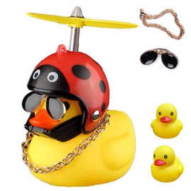 ACEDOAMARE Duck Bike Bell, Cute Rubber Yellow Duck Bicycle Accessories with LED Light Propeller Helmet Squeeze Horns for Cycling Motorcycle Handlebar Bicycle (Beetle)