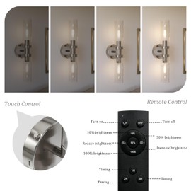 Rayogale Rechargeable Battery Wall Sconce Set of Two, 8000mAh Cordless, Dimmable, Timer, Touch Control, 3000K, USB-C Charging for Living Room, Bedroom Nickel (Include 4 Special Bulbs)