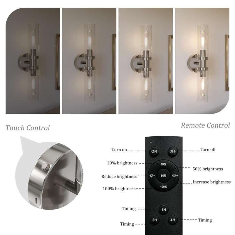 Rayogale Rechargeable Battery Wall Sconce Set of Two, 8000mAh Cordless,