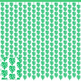 BANBAN 2 Pack Tropical Party Decorations 3.3x6.6ft Green Palm Leaves Photo Booth Prop Summer Jungle Leaf Foil Fringe Curtains for Hawaiian Luau Birthday Baby Shower Theme Party Decorations