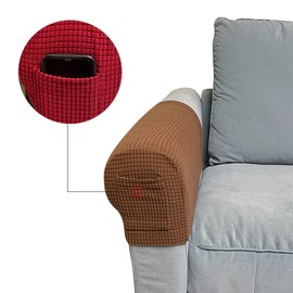Skybook Armrest Covers with 1 Pocket Sofa Set of 4 Stretch Armrest Chair Covers Waterproof Non-Slip Furniture Protector Slipcovers for Armchair Sofa Arm Covers (Coffee)