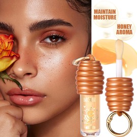 KTouler Honey Hydrating Lip Oil,Lip Gloss Keychain,Clear Lip Oil for Women,Lip Gloss Flavoring Oil With Vitamin E Moisturized Shiny Lips
