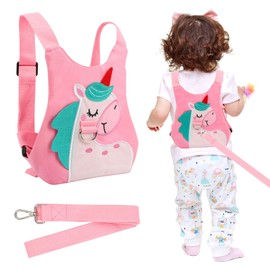 KUIING Toddler Safety Harness Leash,Kids Harnesses with Children Reins Leashes,Cute Baby Backpack Walking Leash for Girls, Boys(Pink Pony)