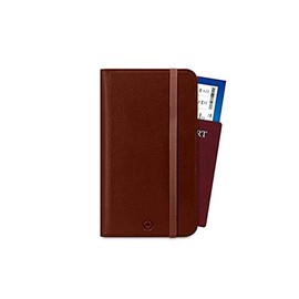 Celly PASSPORTDBR Travel Passport Holder Useful Travel Accessory with Magnetic Closure and Pockets for Documents, Cards, Cash and Smartphones, Brown Faux Leather