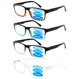 ZOECENT 4 Pack Progressive Multifocus Reading Glasses for Women Men Blue Light Blocking Spring Hinges Computer Readers (Mix Color-4, 3.50, x)