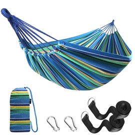 Anyoo Garden Cotton Hammock Comfortable Fabric Hammock with Tree Straps for Hanging Sturdy Hammock Up to 660lbs Portable Hammock with Travel Bag for Camping Outdoor/Indoor Patio Backyard