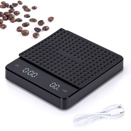 Balanza Digital de Cocina, Balanza para Café, Balanza Digital para Café con Temporizador, Balanza para Café Expreso, Balanza para Gramos con Pantalla LED para Café, Cocinar y Hornear