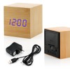 GEARONIC TM Wooden Alarm Clock Wood LED Square Cube Digital