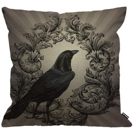 HGOD DESIGNS Cushion Cover Modern Vintage Crow,Throw Pillow Case Home Decorative for Men/Women Living Room Bedroom Sofa Chair 18X18 Inch Pillowcase 45X45cm