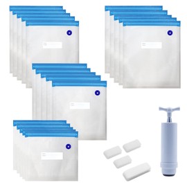 Vacuum Bags Food Reusable with Valve Zip Pump Sealing Clips Vacuum Sealed Bags Sous Vide Vacuum Sealer Listener Food Meat in 4 Sizes