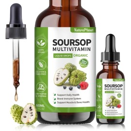 NaturePlanet Soursop Multivitamin Liquid Drops with 5000mg Soursop, Vitamin B...