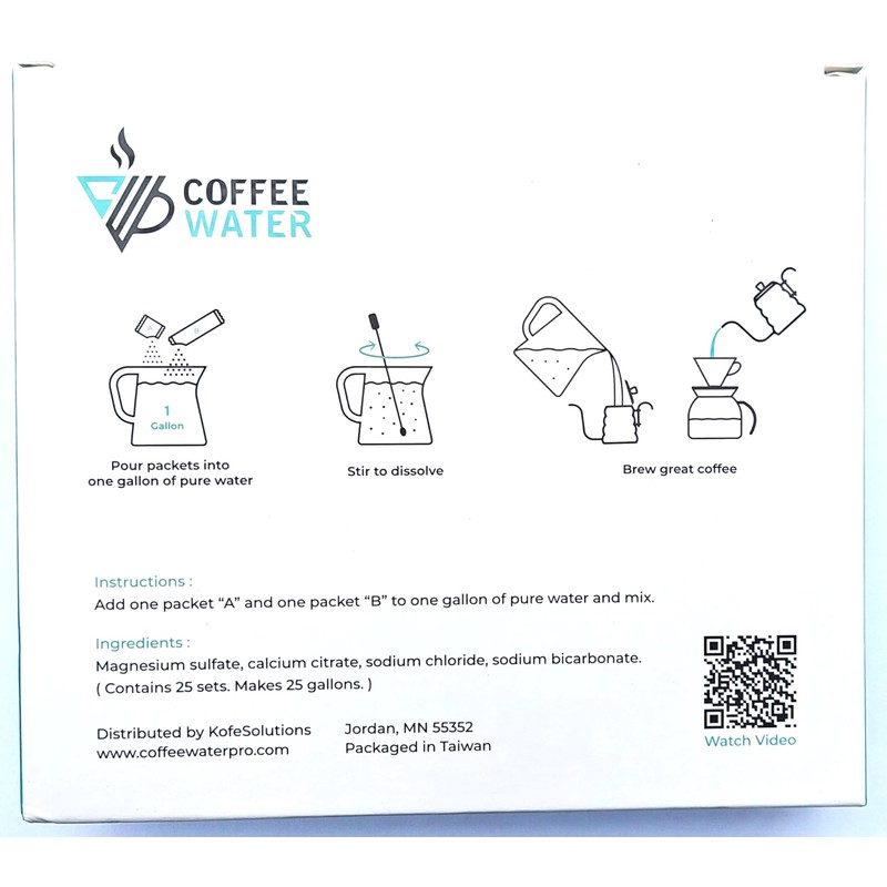 COFFEE WATER Mineral Packs for Making Water for Coffee (Makes