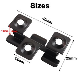 ERMWALR 100pcs 8mm Fastener Plate Clips Composite Decorative Panel Concealed Fixed Fastener Metal Clips with 300 Stainless Steel Screws, Used for Wooden Flooring Fixing (Black)